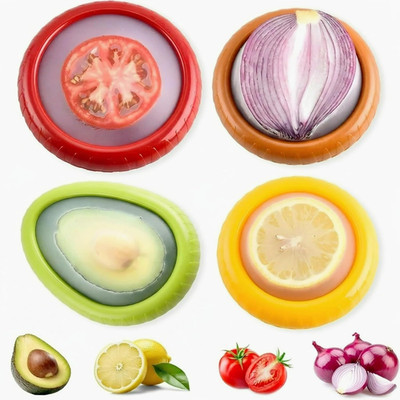 Avocado Saver and Onion Storage - Set of 4 Reusable Storage Containers for Fridg