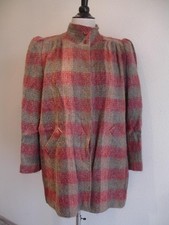 Womens L XL Vtg 1970s Adolph Schuman for Lilli Ann Wool Mohair Plaid Jacket Coat