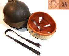 Liner helmet Adrian 1926 genuine aged leather, chinstrap, WW2. size 58 cm