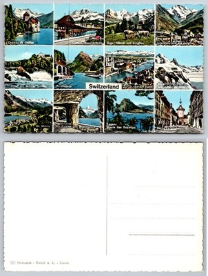 Switzerland Mountain Lake Village Views Postcard