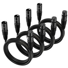 XLR Cable 10 Ft 4 PCS Microphone Cables Premium Balanced Male To Female Black