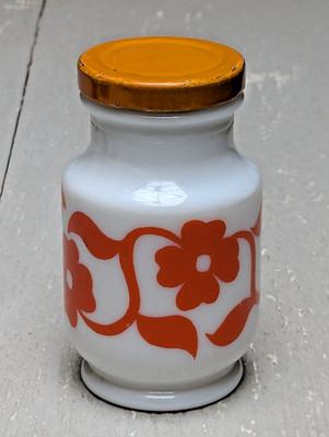 Belgisches Vintage 60er MCM Orange Milchglas Glas Devos & Lemmens Sauce Gewürz