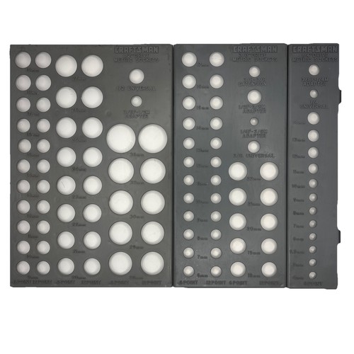 Craftsman Socket Organizer 3 Trays Metric 6pt & 12pt USA 1/4" 3/8" 1/2"
