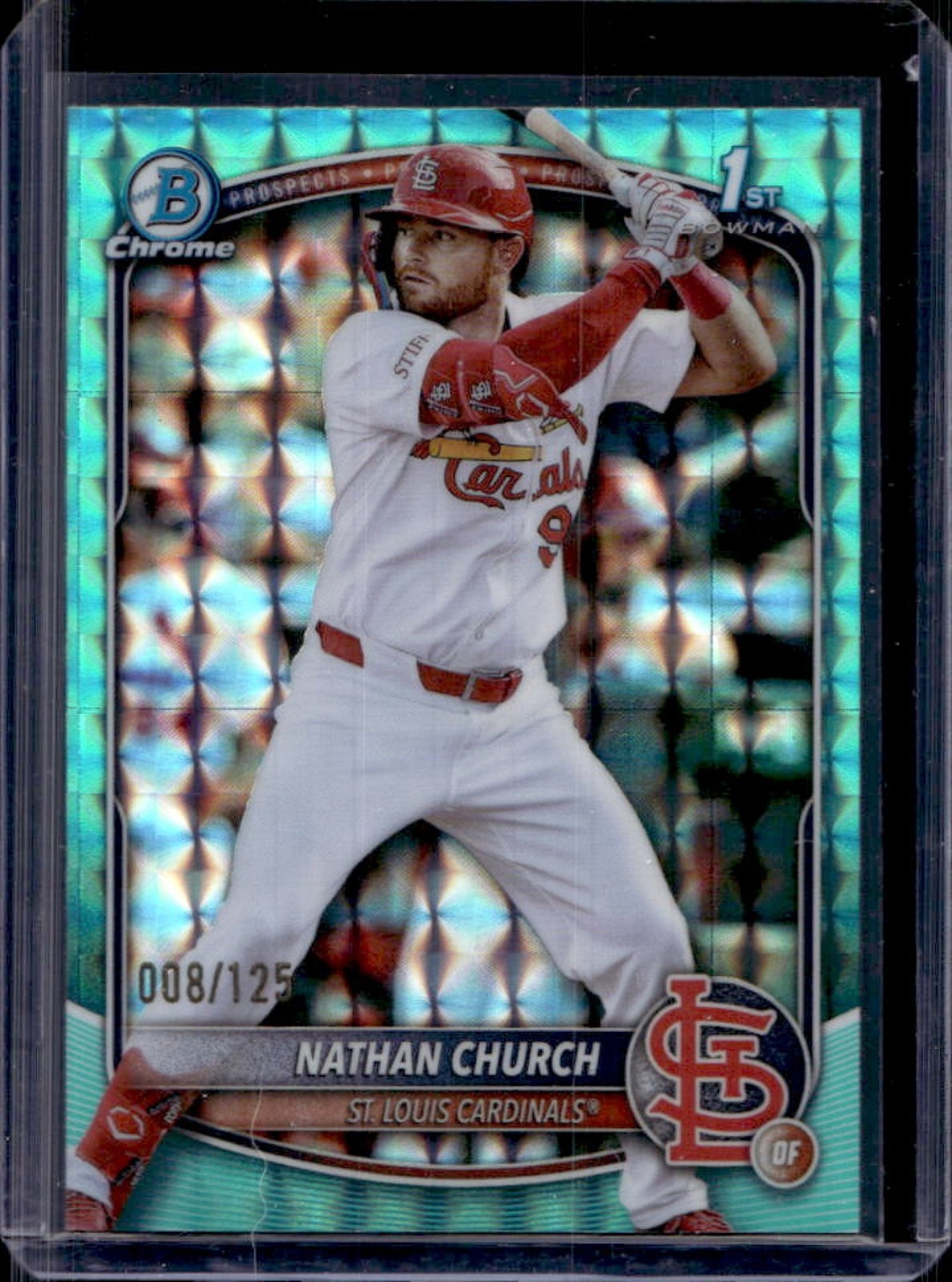 2025 Bowman Chrome Nathan Church Aqua Geometric Refractor 1st #8/125
