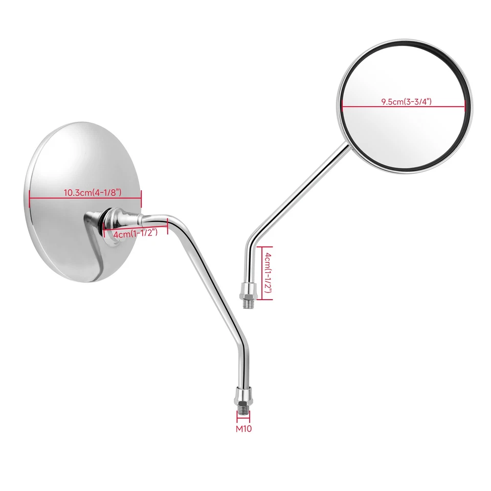 Espelhos retrovisores laterais redondos cromados para motocicleta Yamaha Vino 125cc 50cc scooter - Imagem 2 de 4