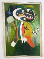 Joan Miro COA Art Painting Original Drawing Vintage Paper Signed