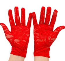Ladies Burlesque Lace Gloves Wrist Length 80s Fancy Dress Accessory