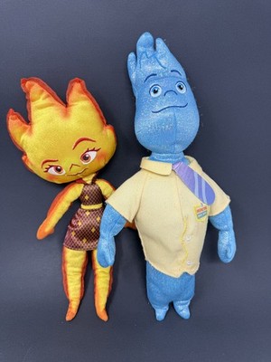 2 Disney Store Pixar ELEMENTAL Ember Lumen & Wade Ripple Plush 13'' Exclusive