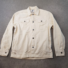 Nordam Mens Jacket Medium Cream Beige Denim Chore Overshirt Utility Worker Field
