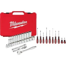 Milwaukee 3/8 in. Drive SAE Ratchet and Socket Mechanics Tool Set w/ Screwdriver