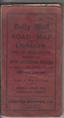 Daily Road Map of London and 10 Miles Round showing the New Arterial Roads and M