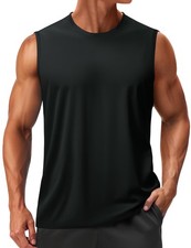 TACVASEN Men's Sleeveless Shirts Gym Tank Tops Quick Dry Large, 01 Black 
