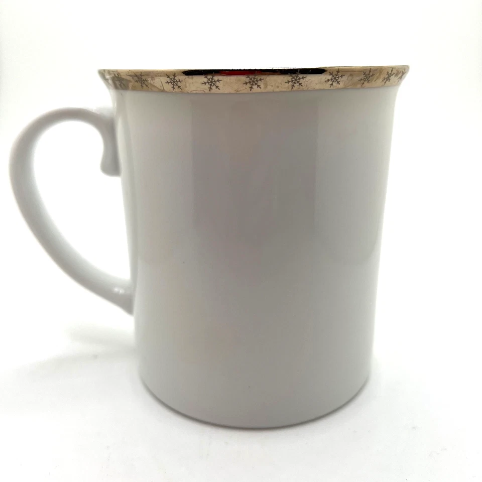 CANECA DE NATAL BRILHANTE - Porcelana - Floco de neve dourado e acabamento - Target Home - Excelente estado usado - Imagem 4 de 4