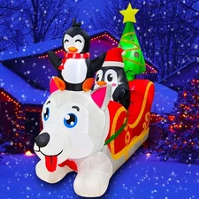5 Ft High Christmas Inflatables  Sleigh Decoration With LED lights 21275