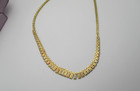 14K Tricolor Gold Textured Graduated Link Necklace Italy 16" [N94] — photo 6