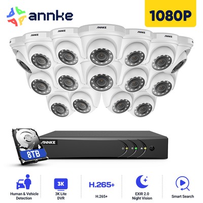 ANNKE 16CH 3K Lite 5in1 DVR 1080P CCTV Security Camera System AI Detection IP66