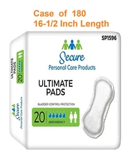 180 Ct. Bladder Control Pad Secure Ultimate Pads Super Heavy Absorbency SP1596