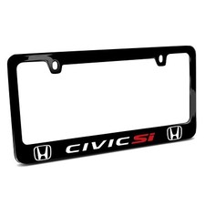 Dual Logo Black Metal License Plate Frame - Honda Civic Si Dual Logo Black Metal License Plate Frame - Honda Civic Si