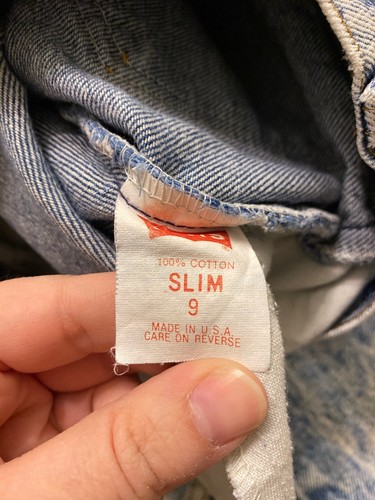 Vintage Levi's Denim Jeans Kids Orange Tab Acid Wash USA High Waist Size 9 Slim - Picture 10 of 11