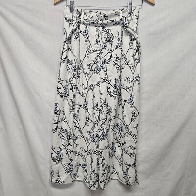 Kora Culottes by Club Monaco sz 2 Pants Crop White Floral Print Womens Wide Leg