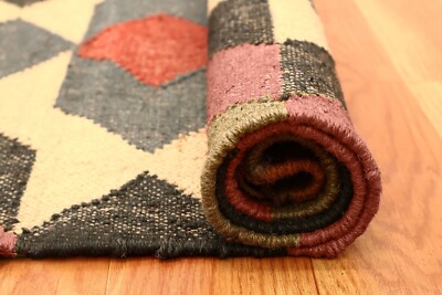Handgewebt Wolle Jute Kelim Geometri Fläche Teppich Wohndeko Flatweave 1.2x1.8m