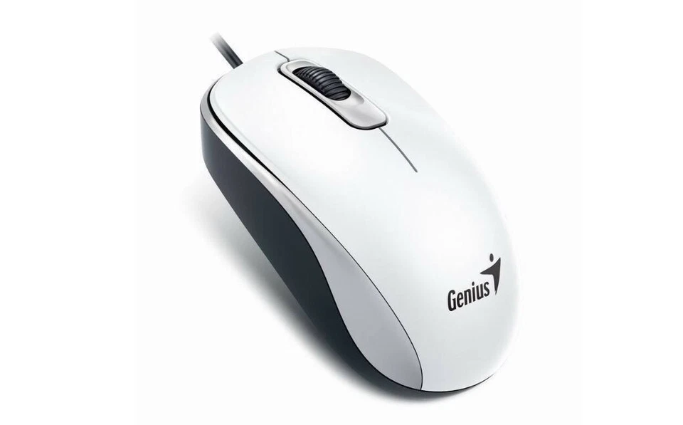 Mouse Optical Wired USB 1000 DPI Genius DX-110 White 3 Button Scroll Wheel - Image 2 of 3