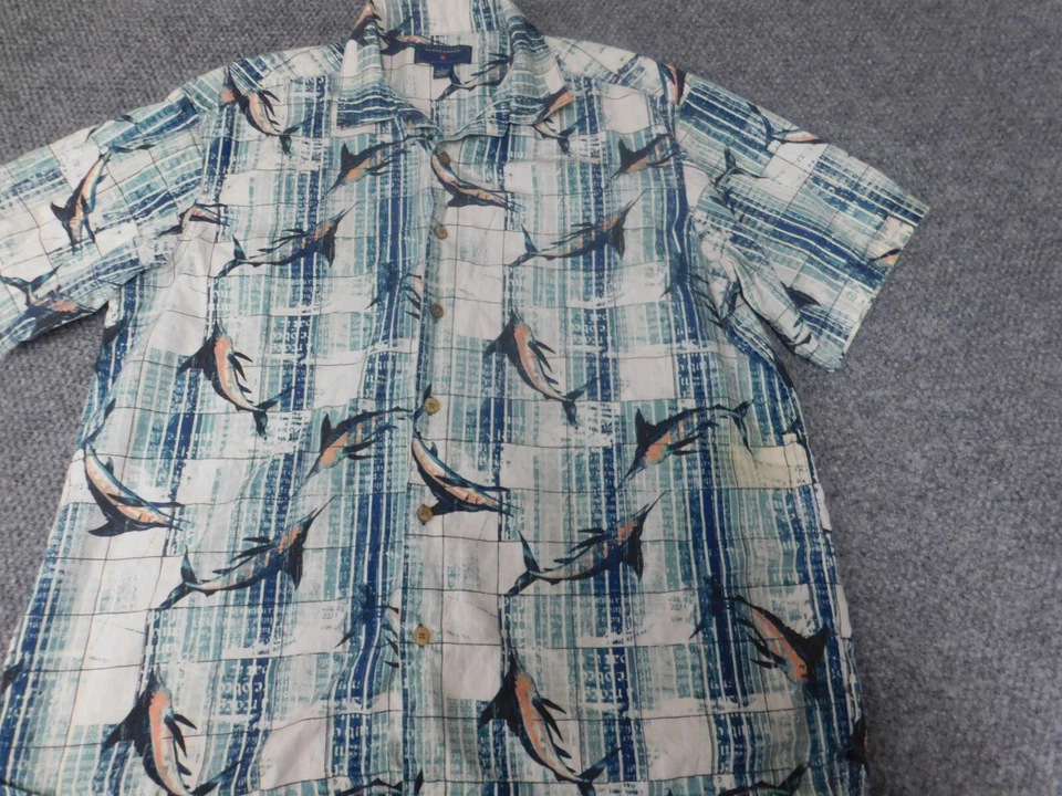 Saddlebred Mens Shirt Large blue Fish button down Classic graphic - Image 4 of 4
