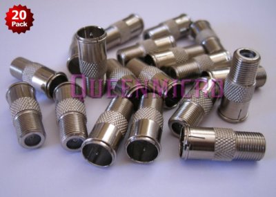 20 x F-type Quick Push-On Adapter Male - Female Coax Coaxial Cable Connector Lot