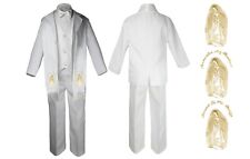 New Baby Toddler Boy Christening Baptism Formal White Suit Virgin Mary Stole