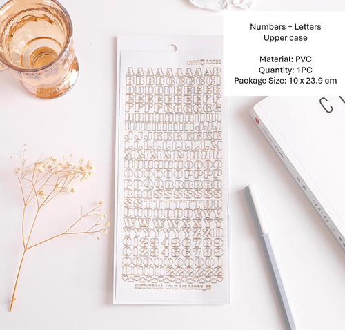 Gold Letters Stickers + Numbers Upper/Lowercase Peel Off Stickers Silver - Picture 6 of 8