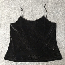 VTG 90s Y2K Black Velvet Cami Large Glitter Whimsigoth Fairy Grunge Goth Rave