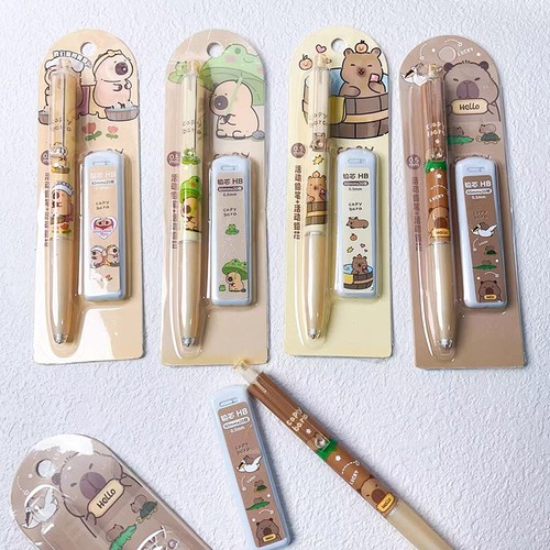 Kawaii Capybara Mechanical Pencil Set 0.5mm Drawing Pencils Stationery Pencil - Picture 3 of 6