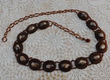 Vintage Beaded Cabochon Belt Bezel Brown Handmade