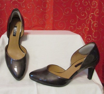 ECCO D'ORSAY ALICANTE GINGER SLATE PATENT LEATHER APPROX. 3'' PUMPS SZ 4-4.5/35