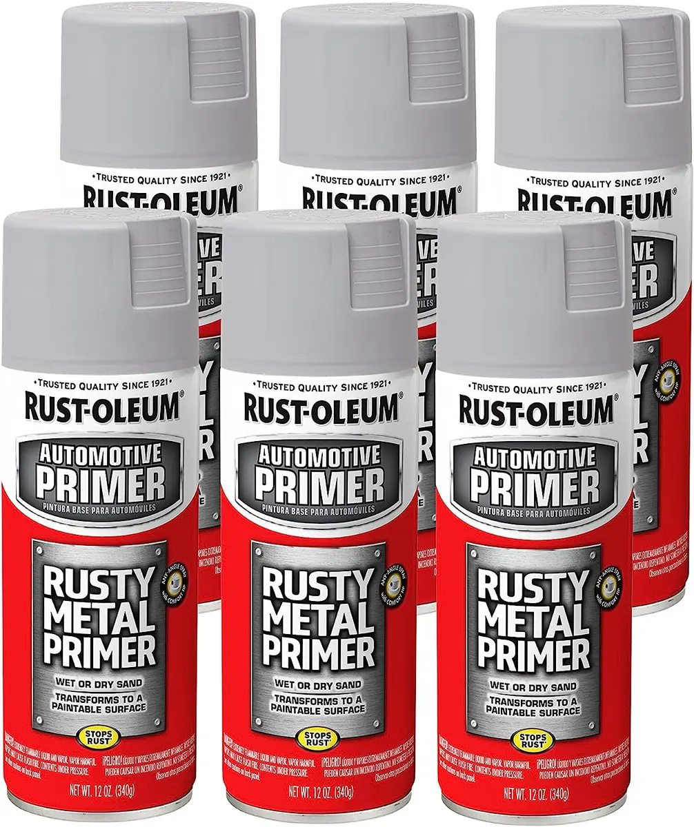 249331-6PK Automotive Rusty Metal Primer Spray Paint, 12 Oz, Light Gray, 6  Pack