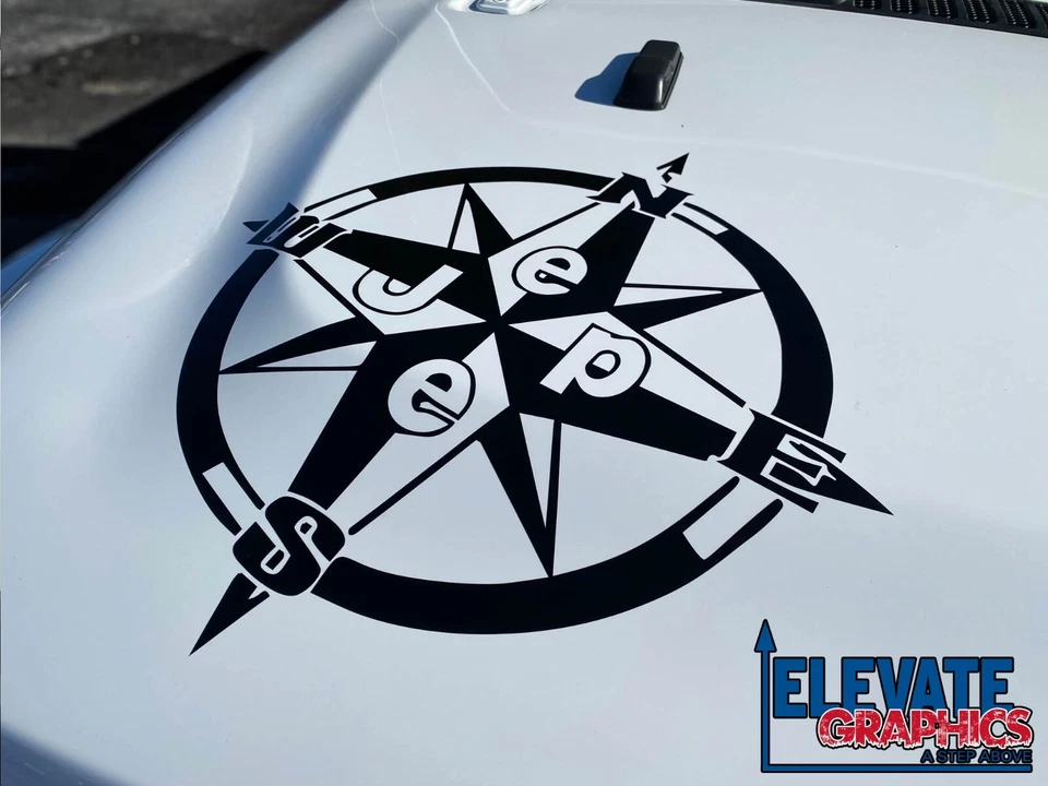Calcomanías para Jeep Gladiator/Wrangler brújula capó rayas gráficos de vinilo 2019-2026 Foto 4 de 4