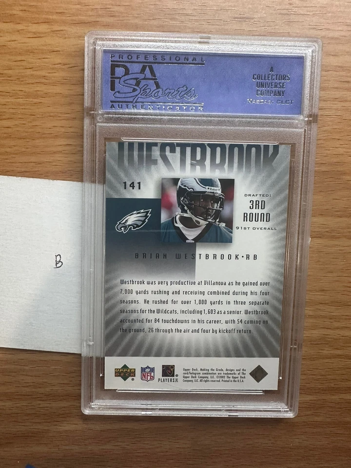 Brian Westbrook 2002 Upper Deck UD Graded Rookie RC #141 PSA 9 /700 SP Eagles B - Image 2 of 2