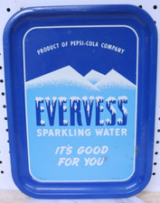 Pepsi Cola 1950's Evervess Sparkling Water Rustic Metal Tray Made In USA Vintage