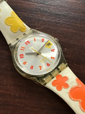 Swatch Watch JUICY HOURS GE402 Red & Yellow Flower 2004  display picture 2