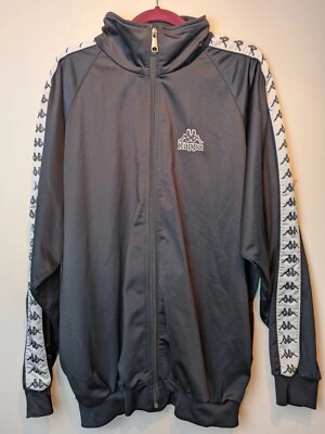 Schwarze Kappa Jacke mit Reißverschluss getapte Ärmel Gr. Youth Large b2