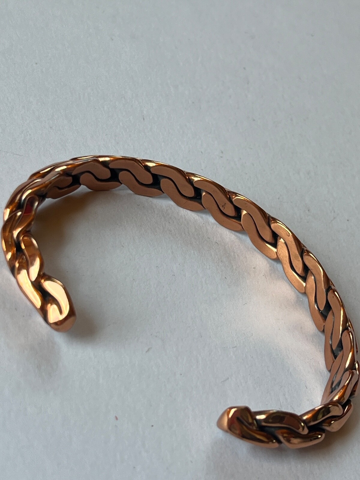 Thick Solid Copper Modified Curb Link Cuff Bangle… - image 5