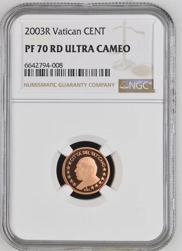 VATICAN coin 1 Euro Cent 2003 NGC PF 70 RD Ultra Cameo