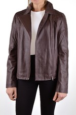 Ladies Maje Paris Dark Burgandy Leather Biker Jacket Womens Zip Up Uk Small12