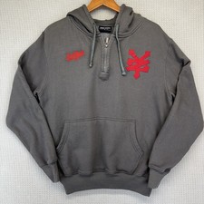 Zoo York 1/4 Zip LargeCharcoal Grey W/ Red Felt ZY Logo Patch Pullover Hoodie