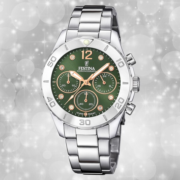 Festina Damenuhr Edelstahl Silber Festina Boyfriend Armbanduhr UF20603/5-image