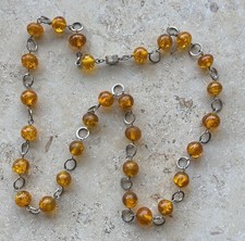 Vintage Bernsteinkette Fischland, 835 Silber