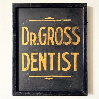 Antique Vintage c1930s Dr Gross DENTIST Wooden Trade Advertising Sign Nt Enamel