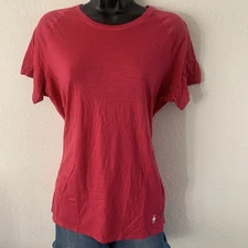 SmartWool Merino 150 Baselayer Red Microstripe Short Sleeve Tee Size L