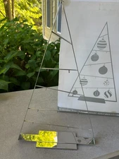 Crate & Barrel Christmas 12 Ornament Display Tree 26” Silver Modern Metal In Box