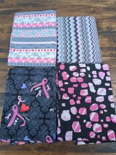 Lot of Black Pink Fabric, Breast Cancer Awareness, geometric, 1lb